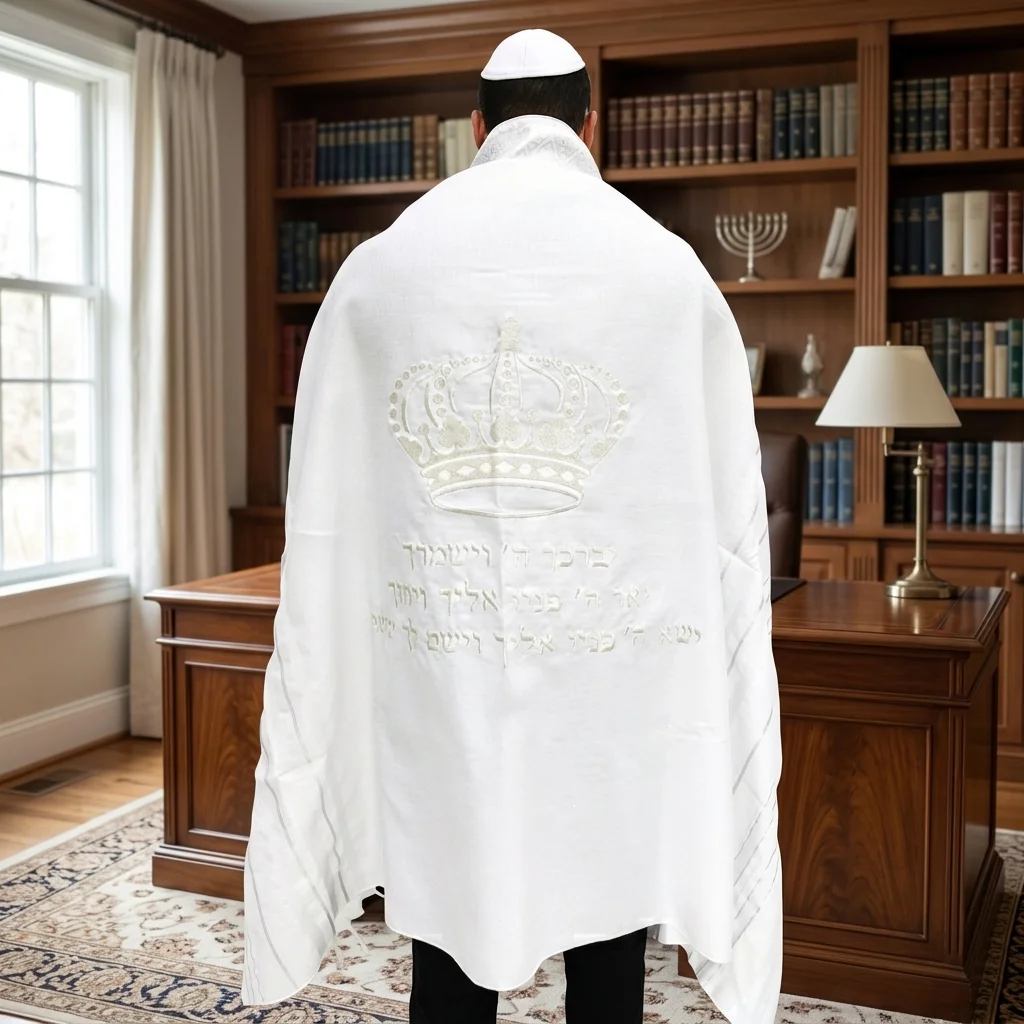 Talit Mofet Size 60 140*185 cm with Silver Stripes - with Embroidery