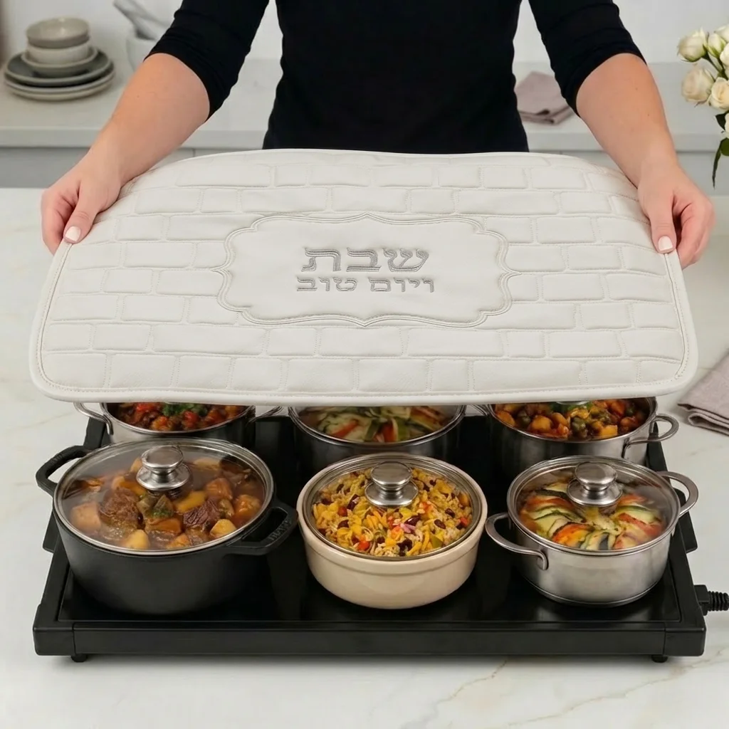 כיסוי פלטה מהודר דמוי עור לבן 70×80 ס״מ