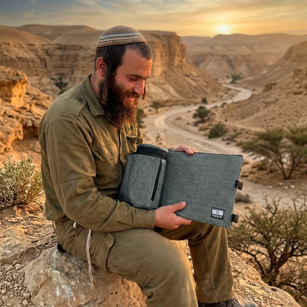 תיק תפ "אדיר" טרמי פשתן אפור כהה לאחסון תפלין 23 ס״מ