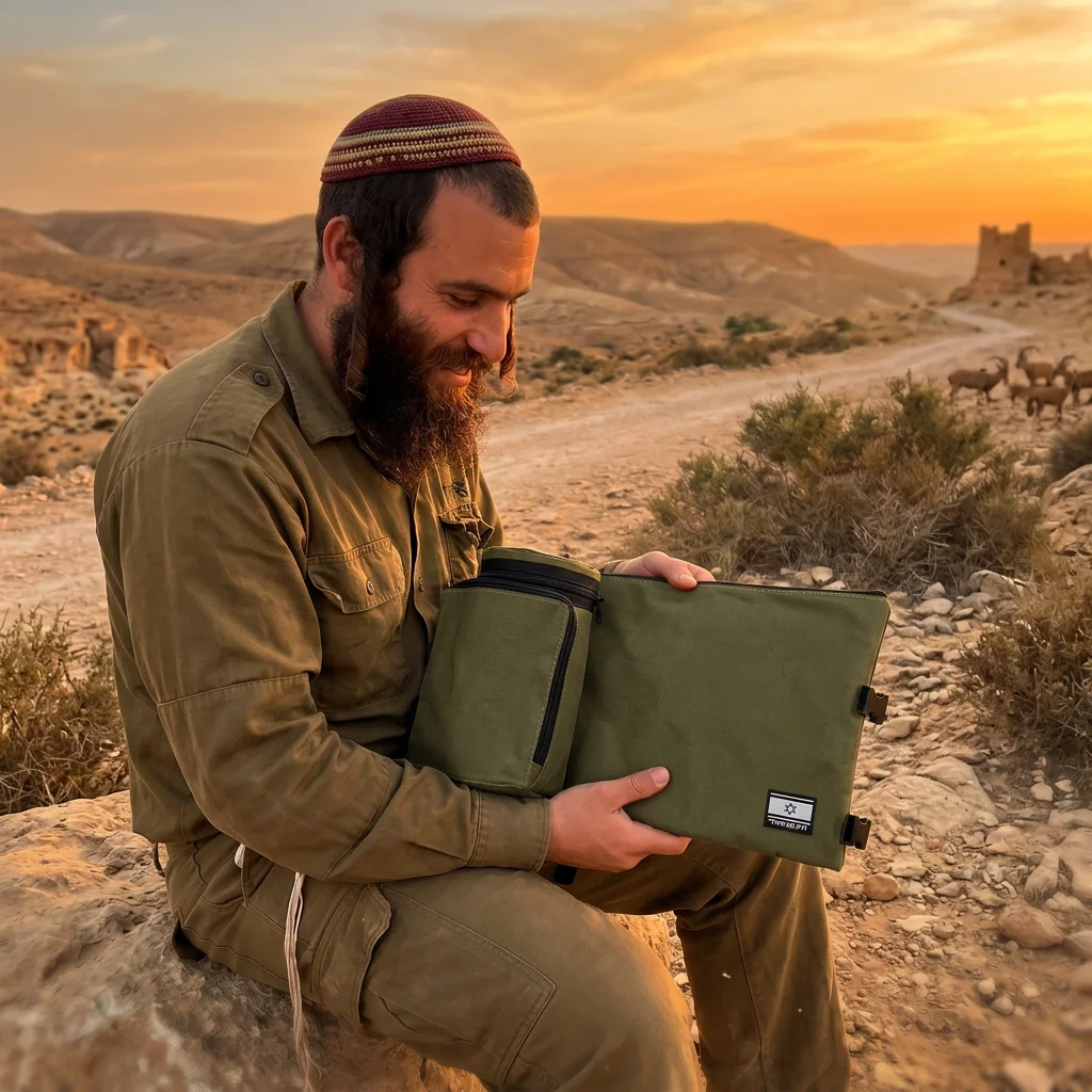 תיק תפ "אדיר" טרמי ירוק זית לאחסון תפלין 23 ס״מ