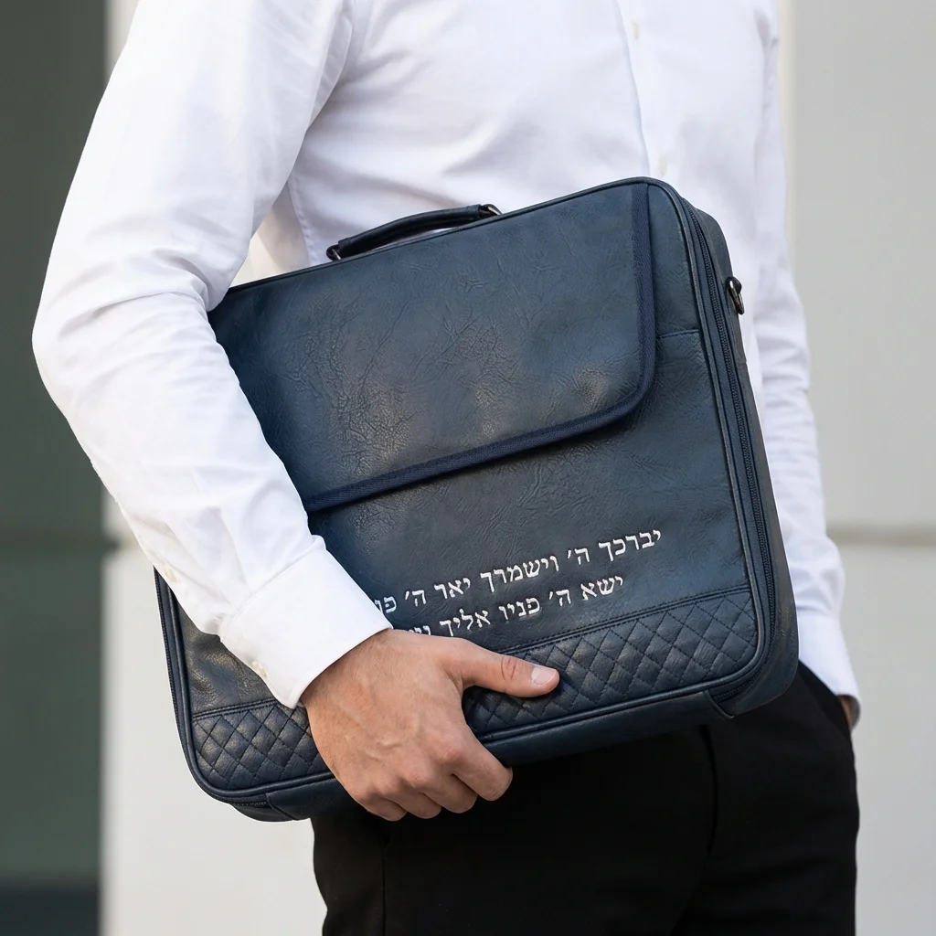 תיק מפואר לטלית גדול תפילין עם ידית 31×41 ס״מ