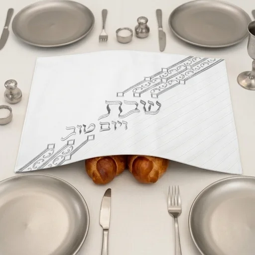 כיסוי חלה מהודר דמוי עור עם רקמה 55×45 ס״מ