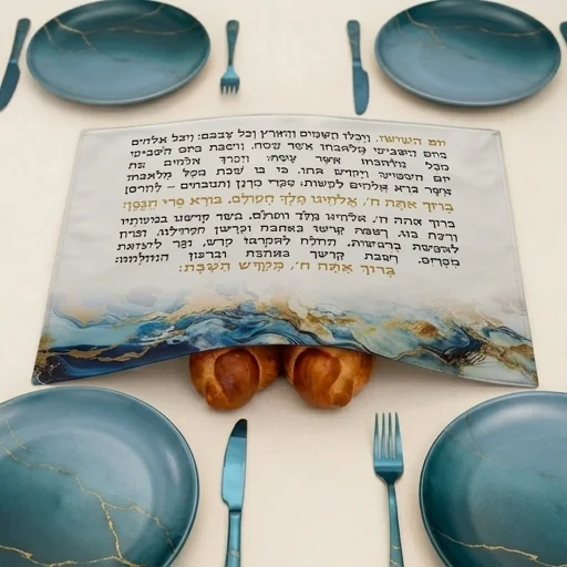 כיסוי חלה מהודר דמוי עור עם הדפסה 52×42 ס״מ