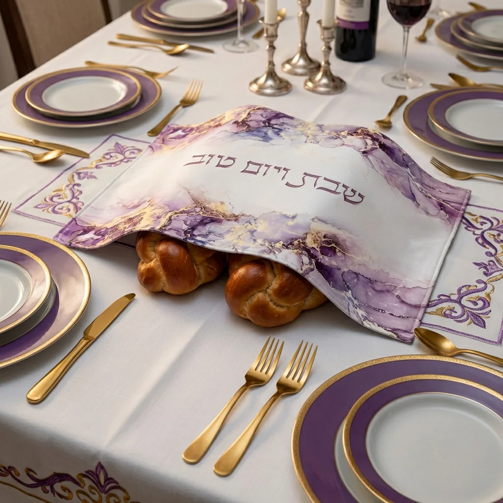 כיסוי חלה מהודר דמוי עור עם הדפסה 52×42 ס״מ