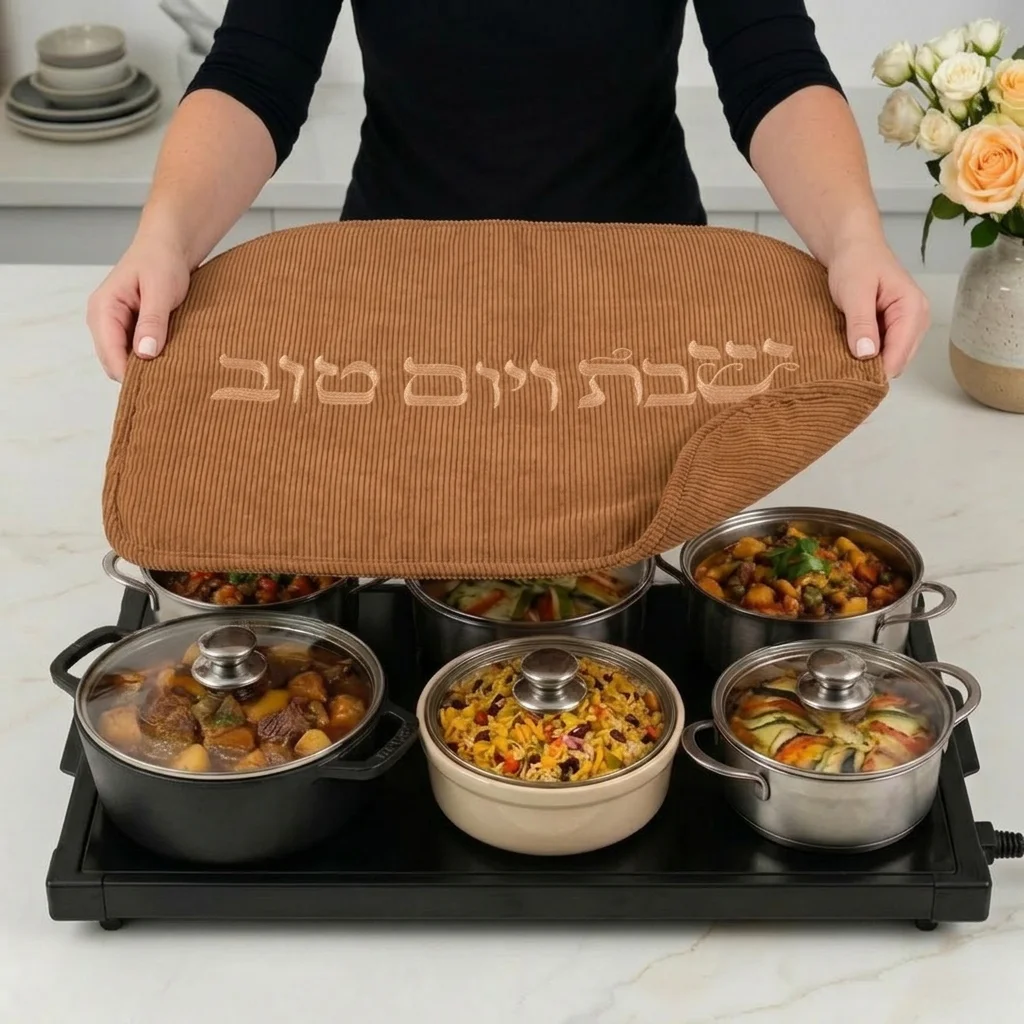 כיסוי פלטה מקורדרוי מהודר 80×70 ס״מ- חום