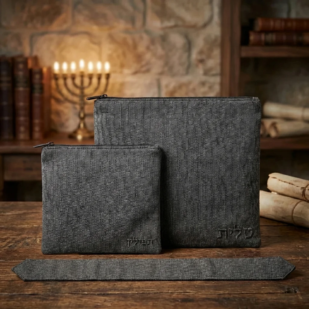 סט טלית תפילין ועטרה פשתן 36×29 ס״מ