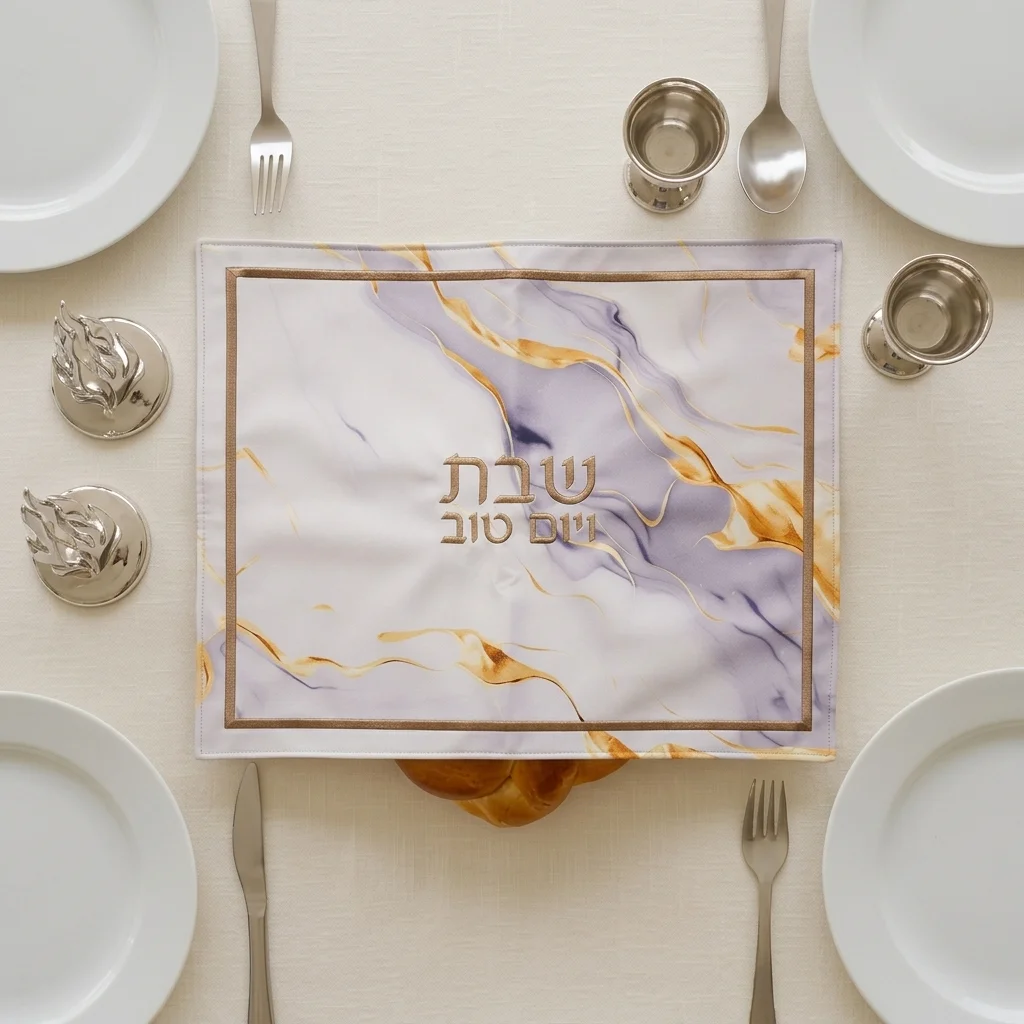 כיסוי חלה מהודר דמוי עור עם רקמה 55×45 ס״מ
