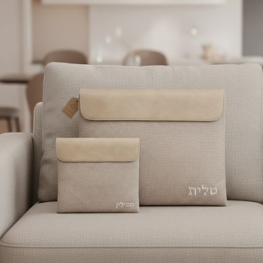 סט טלית תפילין בד פשתן 36×29 ס״מ