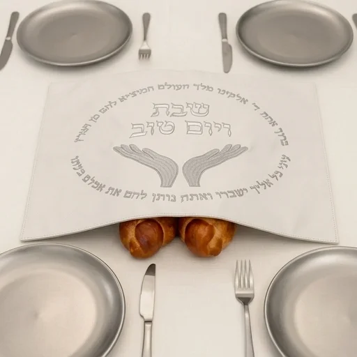 כיסוי חלה מהודר דמוי עור לבן 45×55 ס״מ