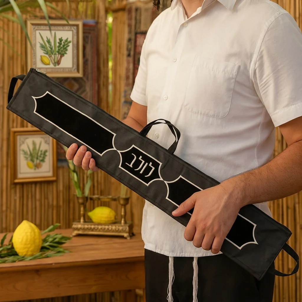 נרתיק מהודר ללולב דמוי עור שחור 125×19 ס״מ