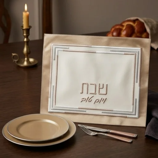 כיסוי חלה מהודר דמוי עור לבן עם רקמה 45×55 ס״מ