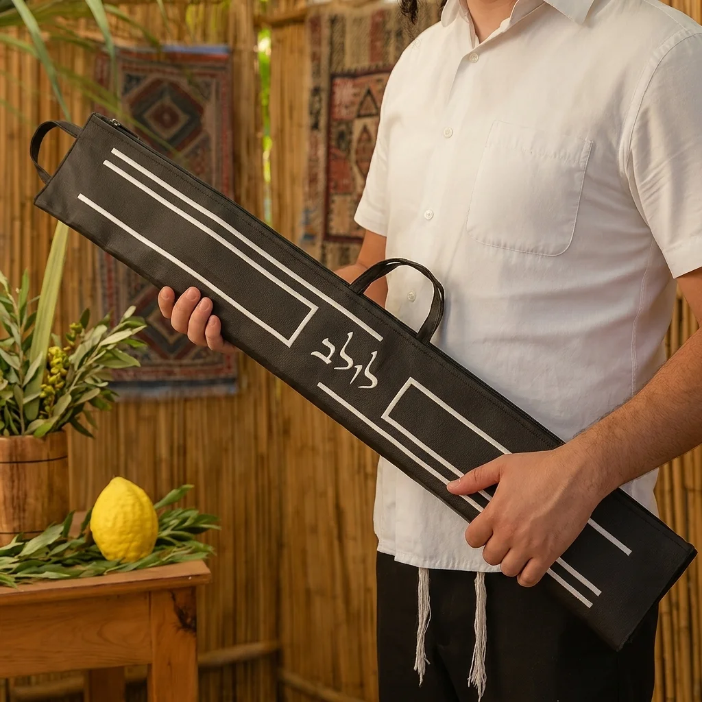 נרתיק מהודר ללולב דמוי עור שחור 125×19 ס״מ