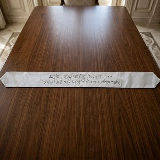עטרה לטלית 9×100 ס״מ עם רקמה "ברוך" - לבן