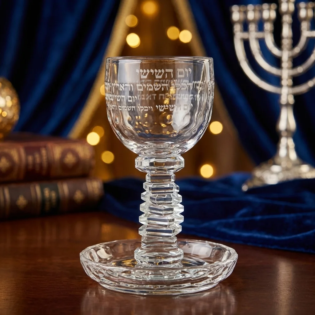 גביע קידוש קריסטל מהודר "ברכה" 16 ס״מ תכולה 100 מ"ל
