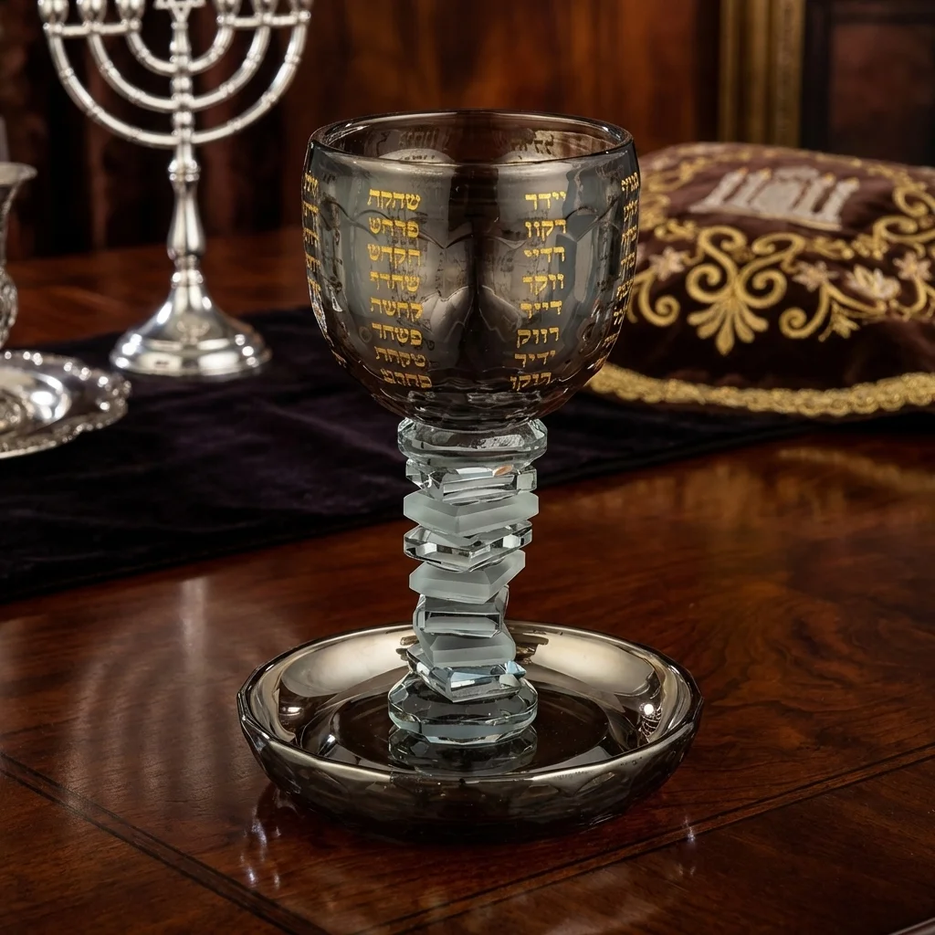 גביע קידוש קריסטל מהודר גוון שחור 16 ס״מ