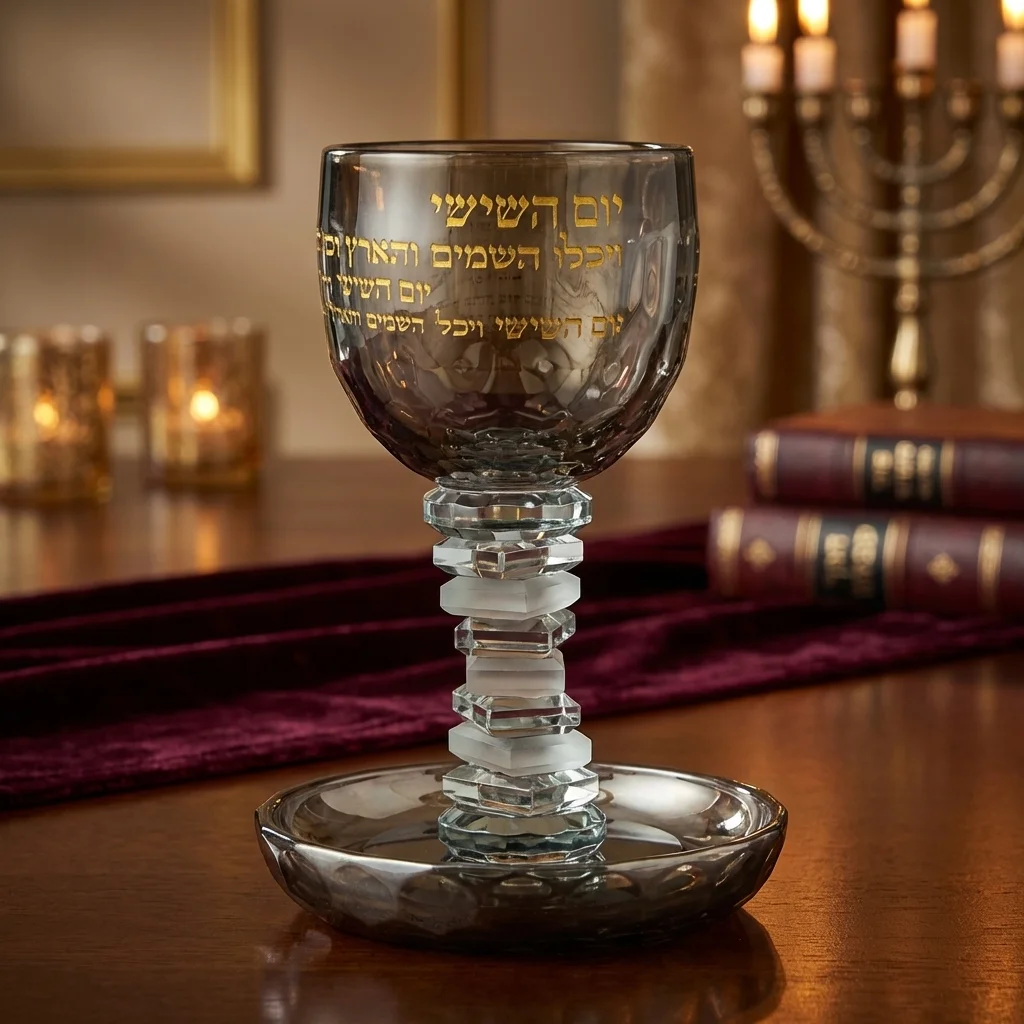 גביע קידוש קריסטל מהודר גוון שחור 16 ס״מ