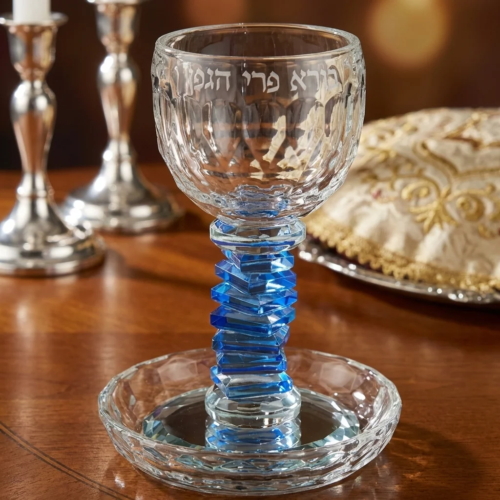 גביע קידוש קריסטל מהודר 16 ס״מ תכולה 100 מ"ל