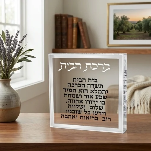 ברכת הבית בלוק אקריליק מסגרת כסף
