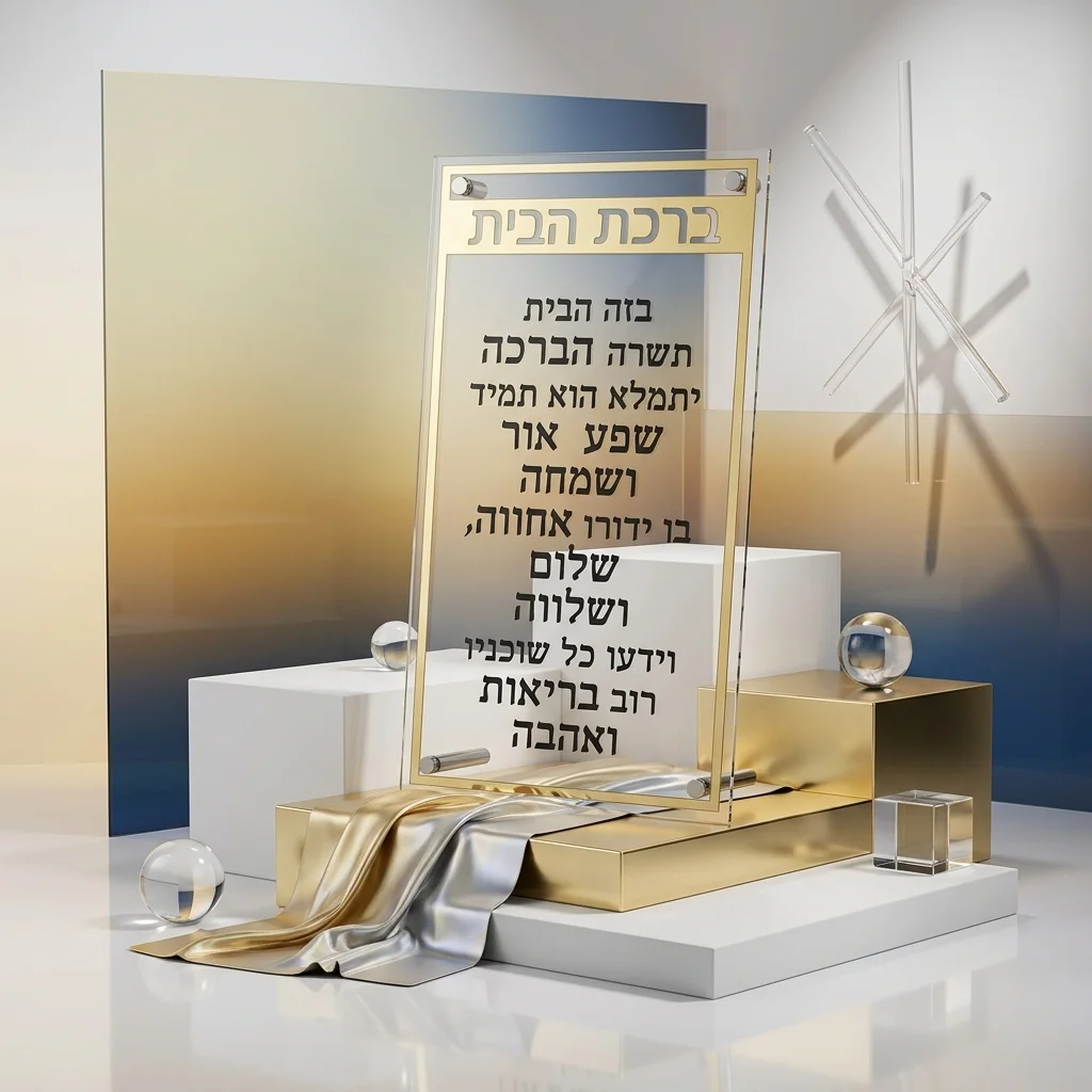 ברכת הבית מלבן אקריליק מסגרת זהב