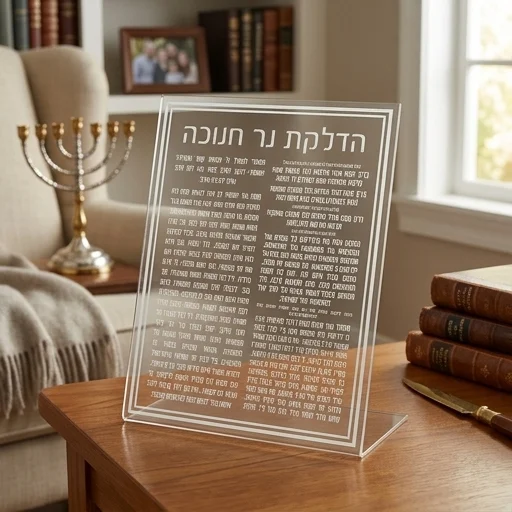 כרטיס אקריליק הדלקת נרות חנוכה 22 ס״מ