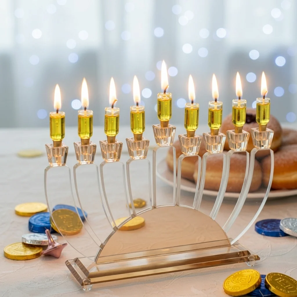 חנוכייה קריסטל מהודרת 24×38 ס״מ
