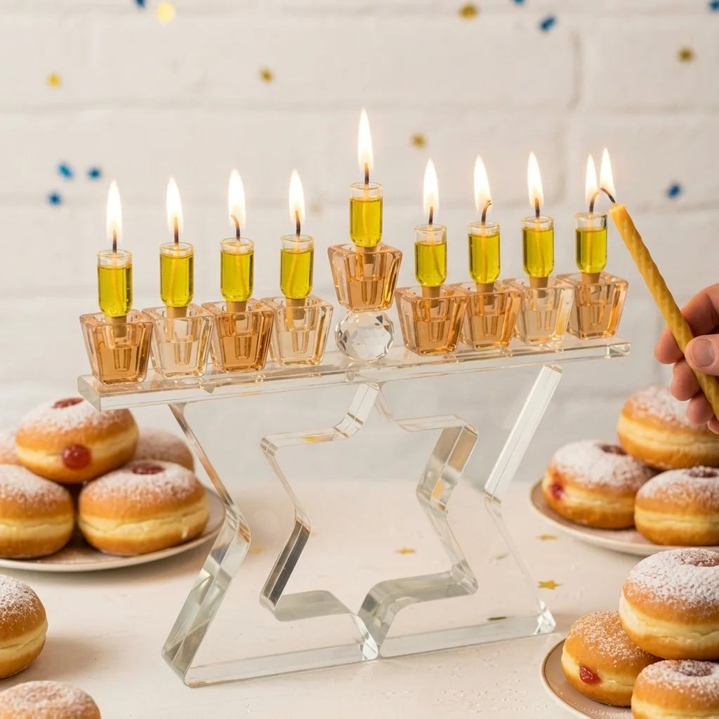 חנוכייה קריסטל מהודרת 17 ס״מ