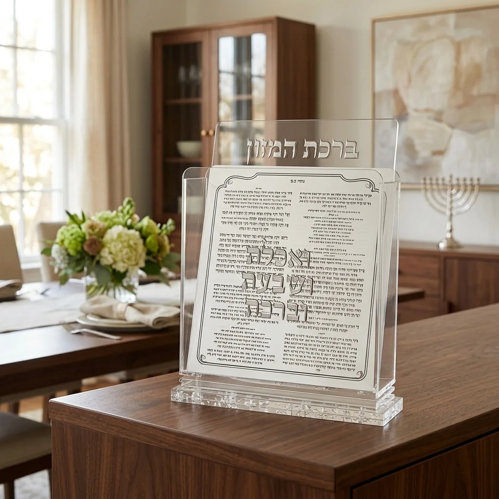 מעמד אקריליק נוסח עדות המזרח 18×19 ס״מ עם 6 ברכונים כסף