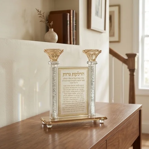 פמוטי קריסטל מהודר הדלקת נרות 21 ס״מ