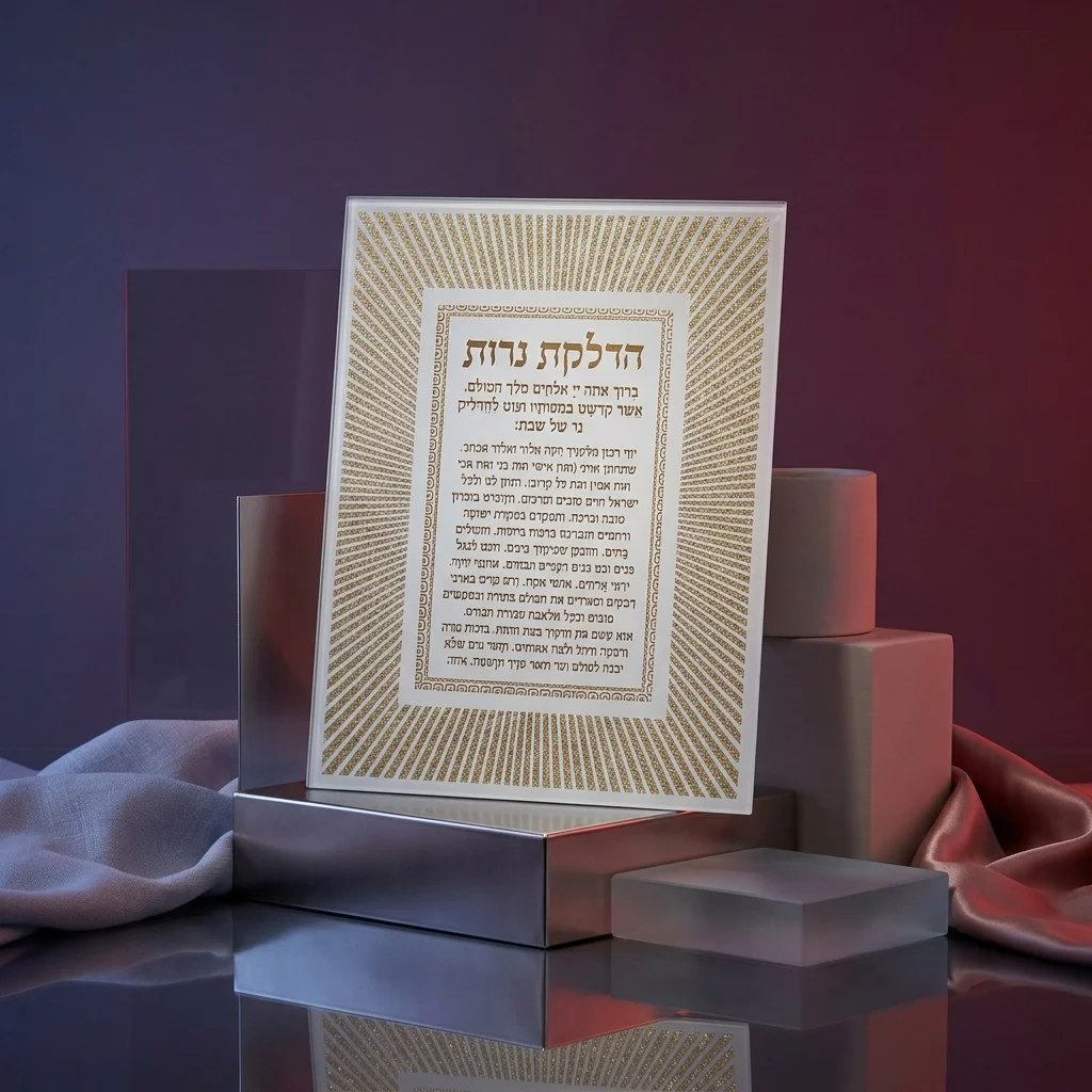 מסגרת נצנצים מזכוכית עיצוב "קווים" אשת חיל 17×22 ס״מ