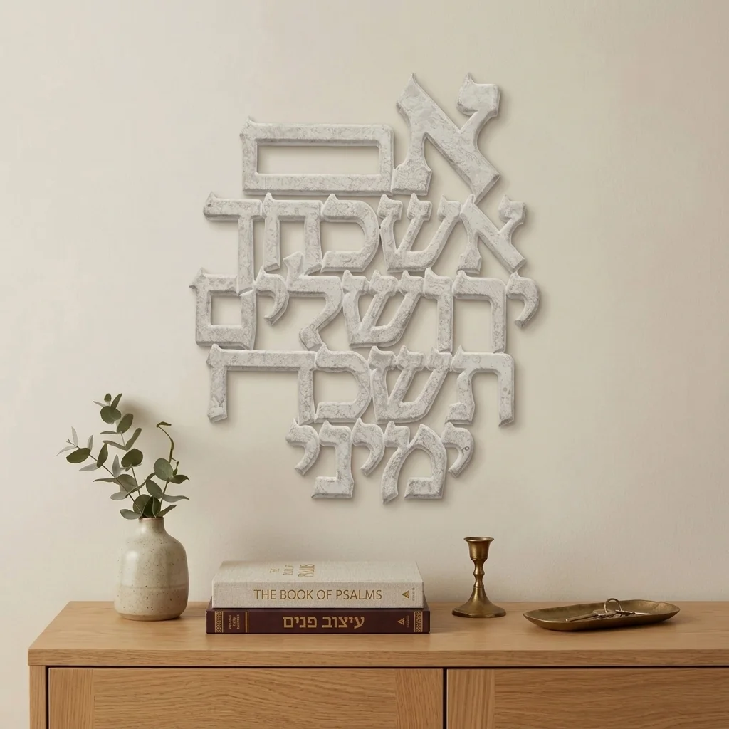 ברכה לתלייה מפולימר "אם אשכחך" 20×12 ס״מ