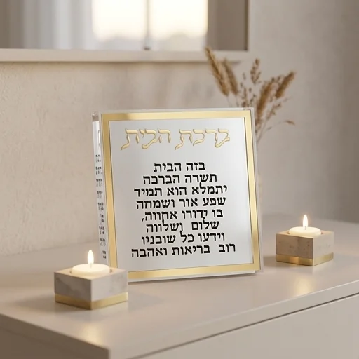 ברכת הבית בלוק אקריליק מסגרת זהב