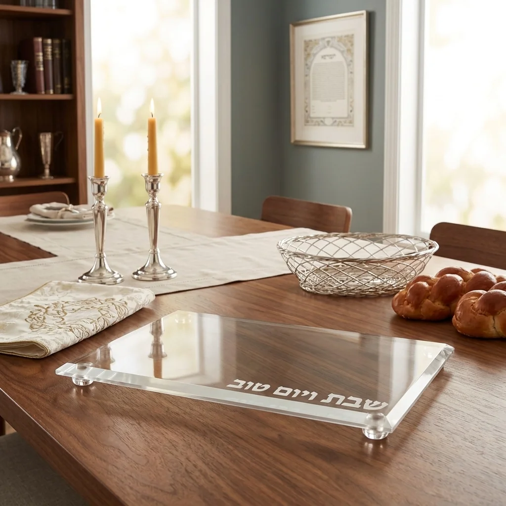מגש קריסטל מהודר לפמוטים 23×13 ס״מ