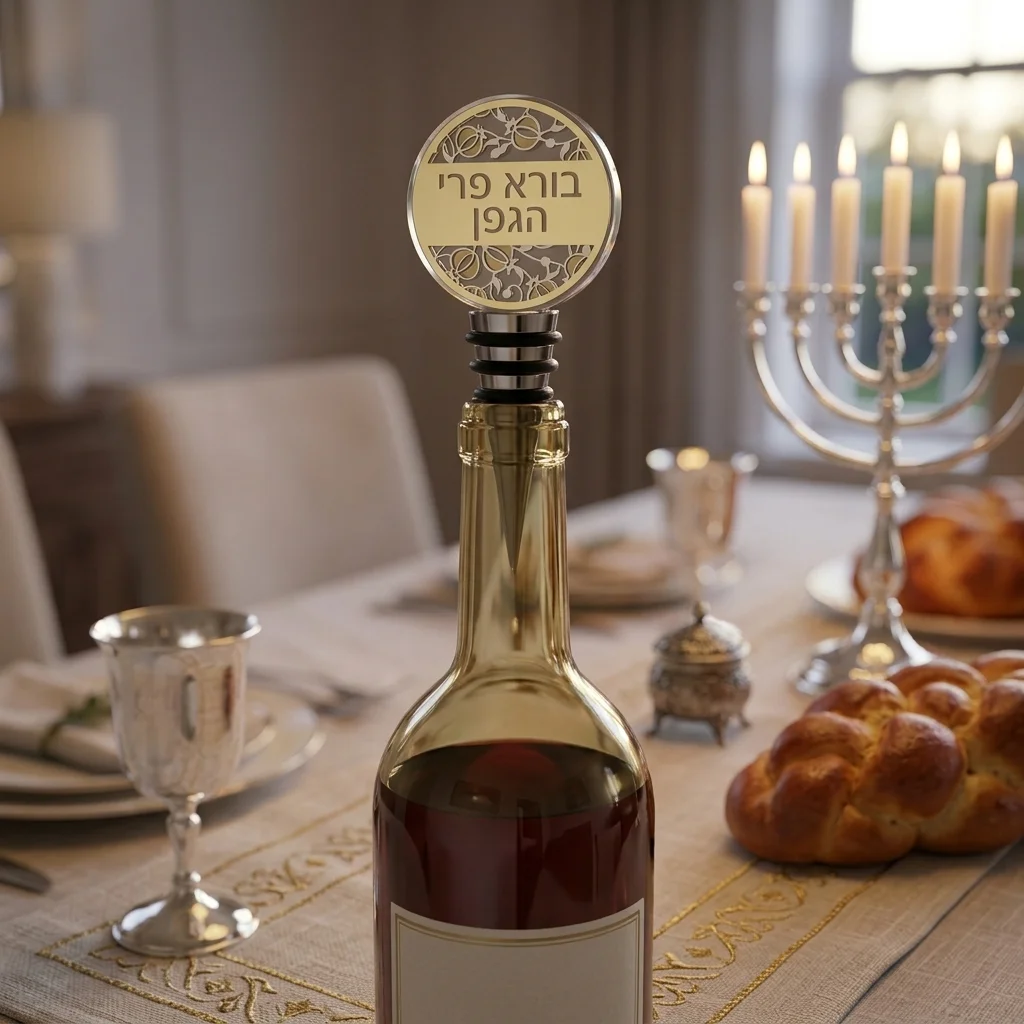 פקק רב פעמי לבקבוק יין מקריסטל עם פלקטה