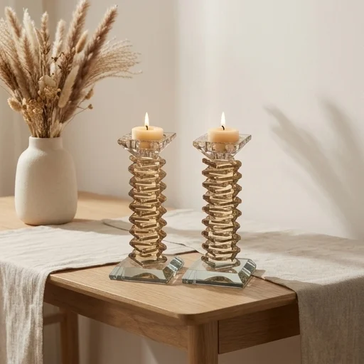 זוג פמוטי קריסטל מהודרים 17.5 ס״מ