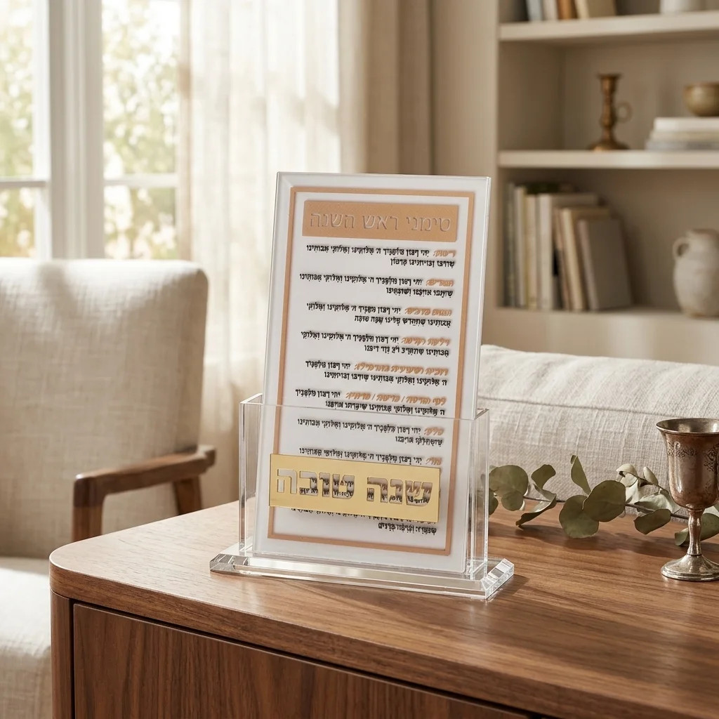 מעמד אקריליק עם 6 ברכות ראש השנה 22 ס״מ