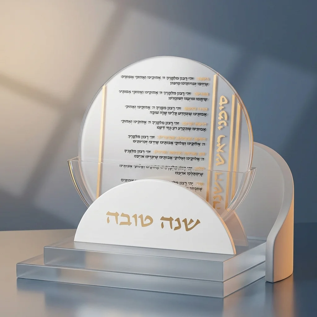 מעמד אקריליק עם 6 ברכות ראש השנה 22 ס״מ