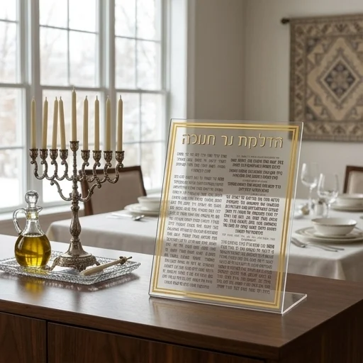 כרטיס אקריליק הדלקת נרות חנוכה 22 ס״מ