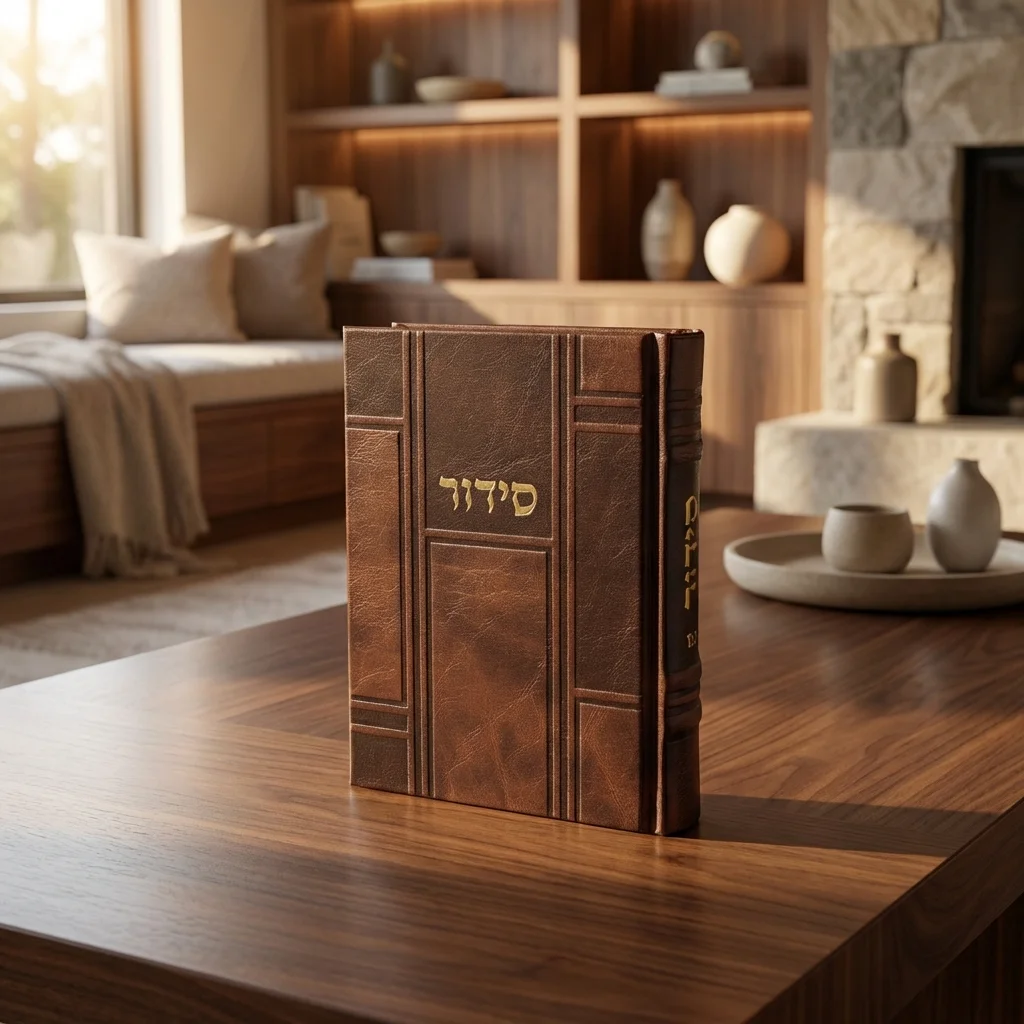 סידור "כתר התפילה" כריכה מהודרת דמוי עור 17.5×12 ס״מ