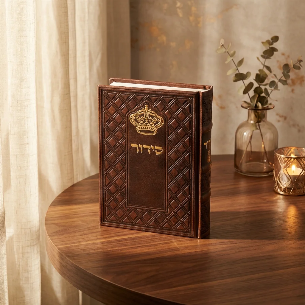 סידור "כתר התפילה" כריכה מהודרת דמוי עור 17.5×12 ס״מ