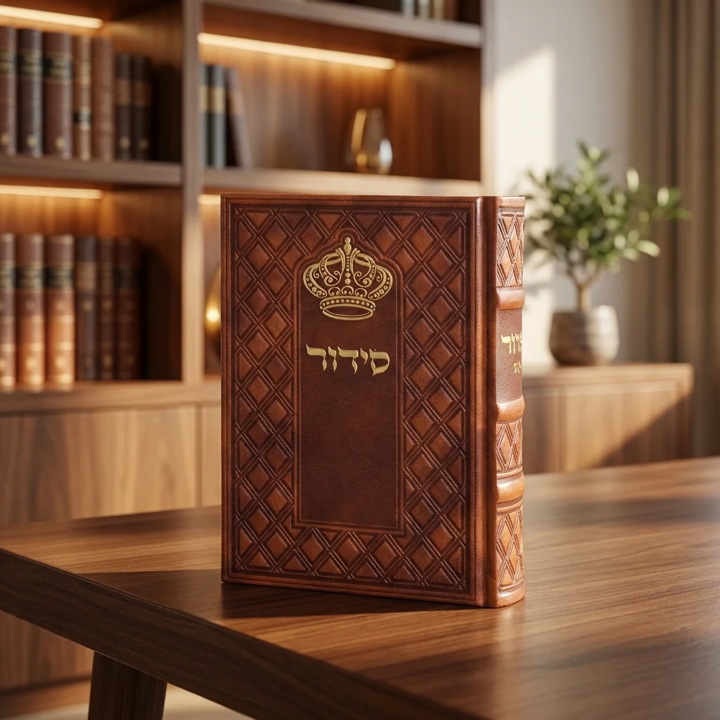 סידור "כתר התפילה" כריכה מהודרת דמוי עור 17.5×12 ס״מ