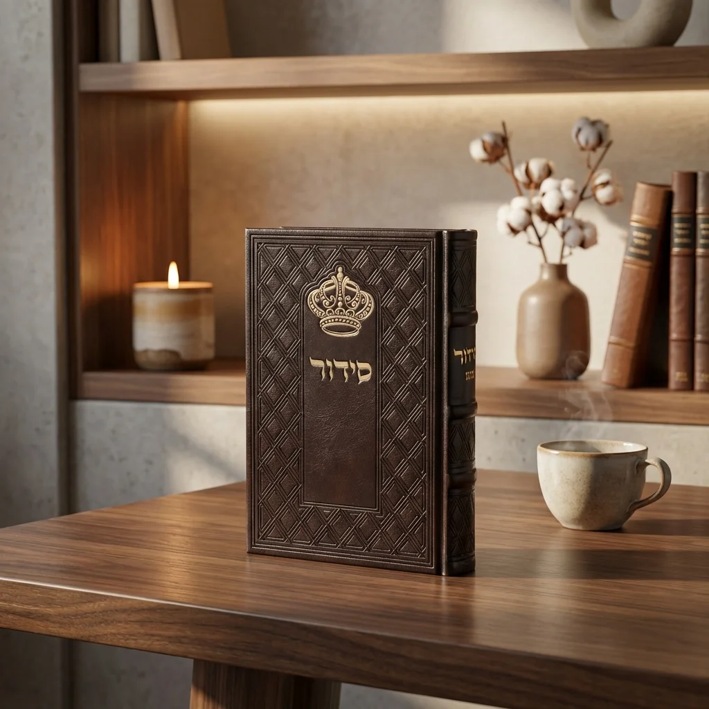סידור "כתר התפילה" כריכה מהודרת דמוי עור 17.5×12 ס״מ