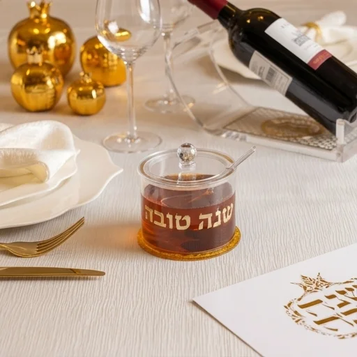 כלי לדבש אקריליק גימור זהב 8.5 ס״מ