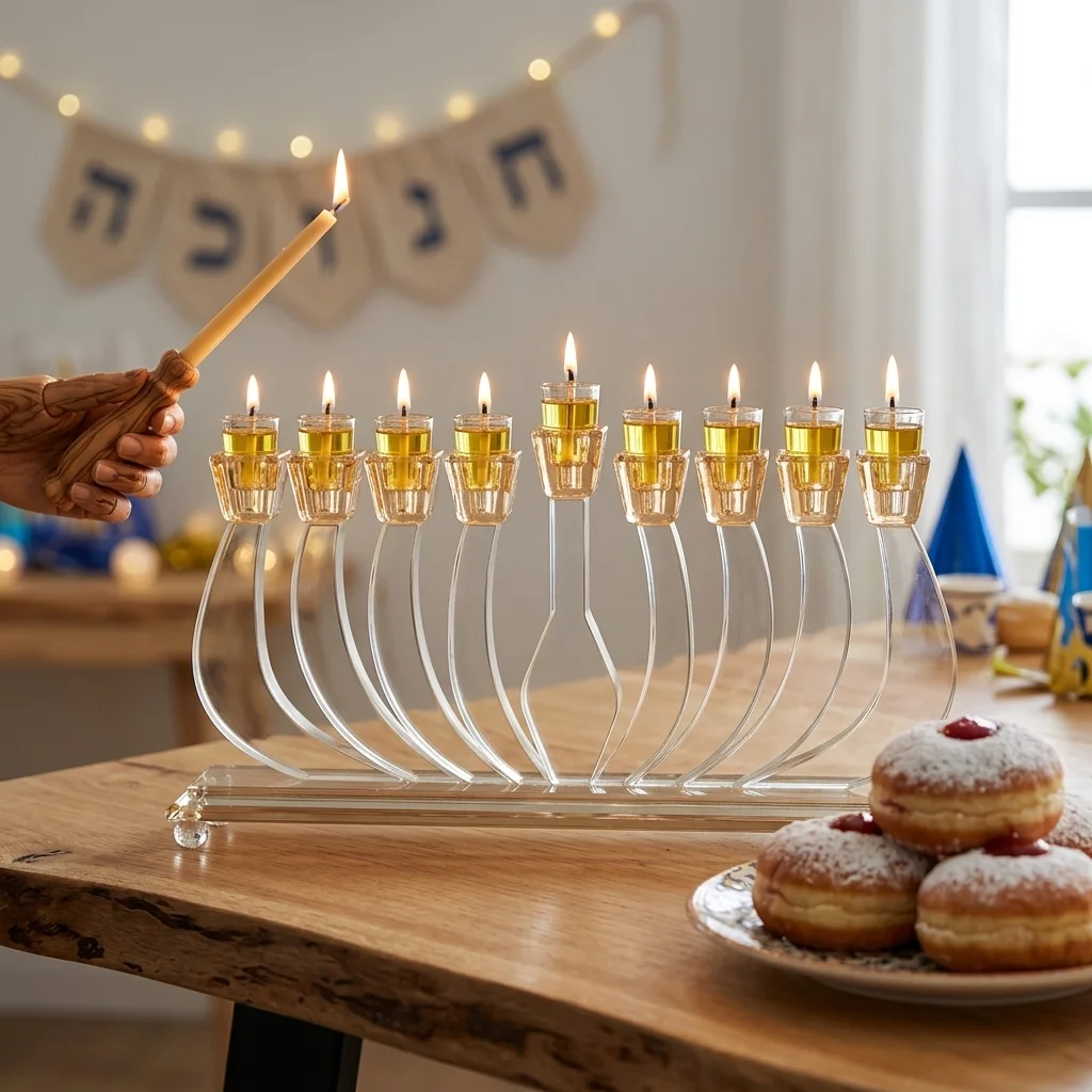 חנוכייה קריסטל מהודרת 19×35 ס״מ