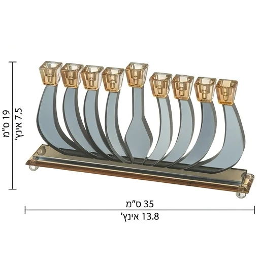 חנוכייה קריסטל מהודרת 19×35 ס״מ