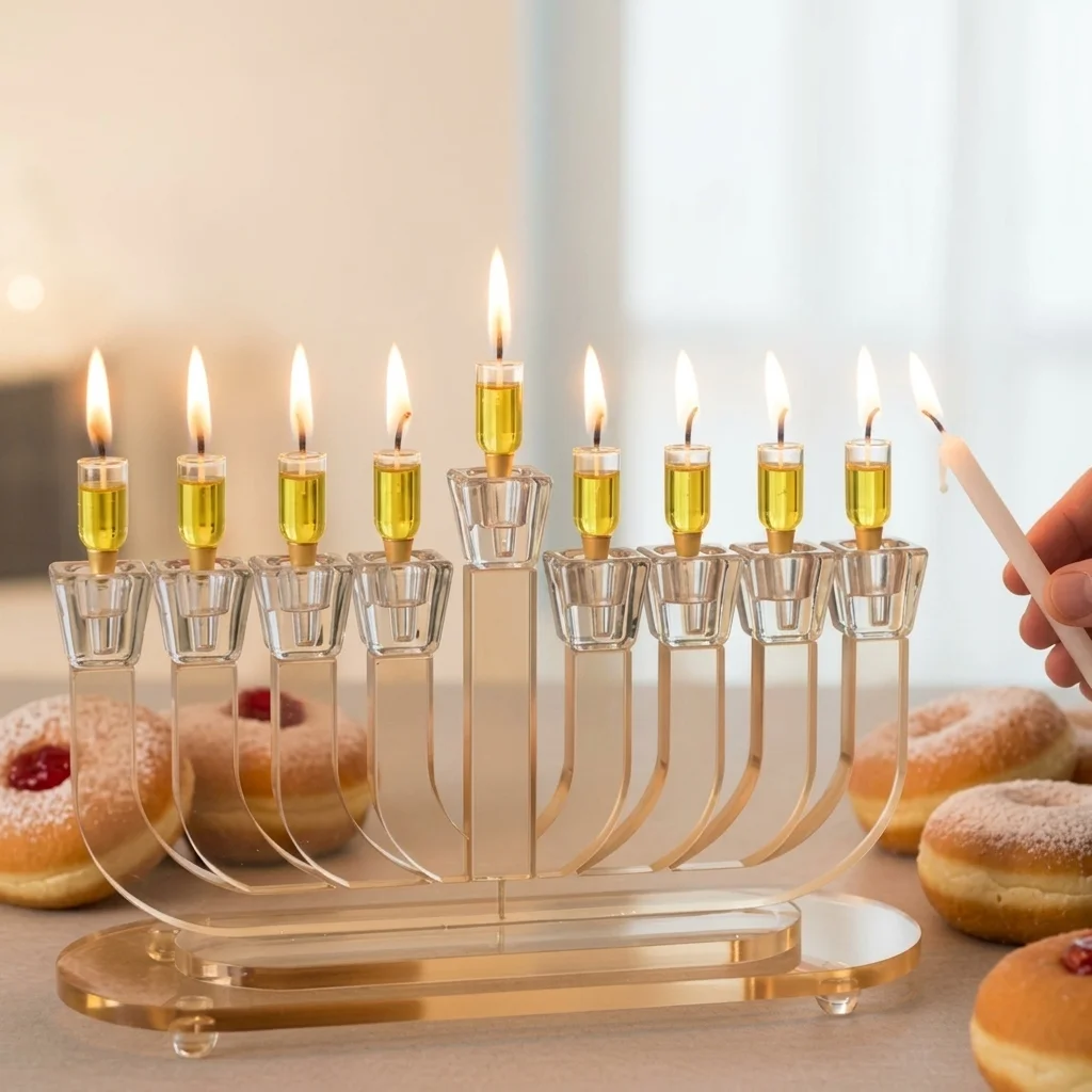 חנוכייה קריסטל מהודרת 18×30 ס״מ