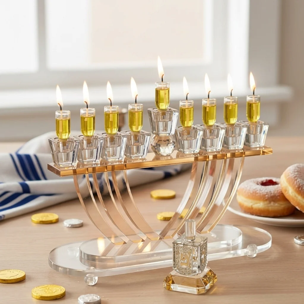 חנוכייה קריסטל מהודרת 19×29 ס״מ