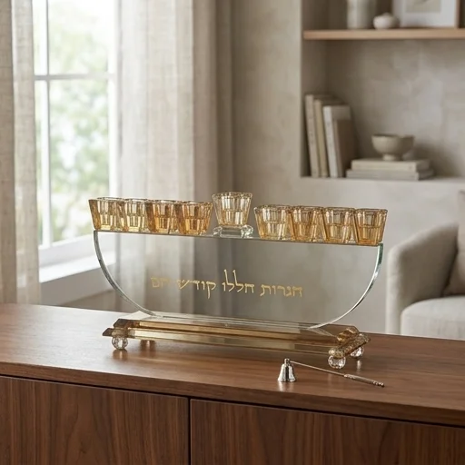 חנוכייה קריסטל מהודרת 29×14 ס״מ