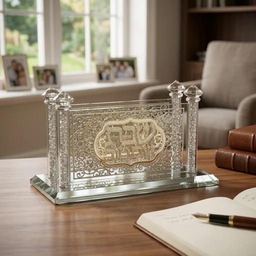 מחזיק גפרורים קריסטל עם פלקטה "עיטור" 16×8 ס״מ