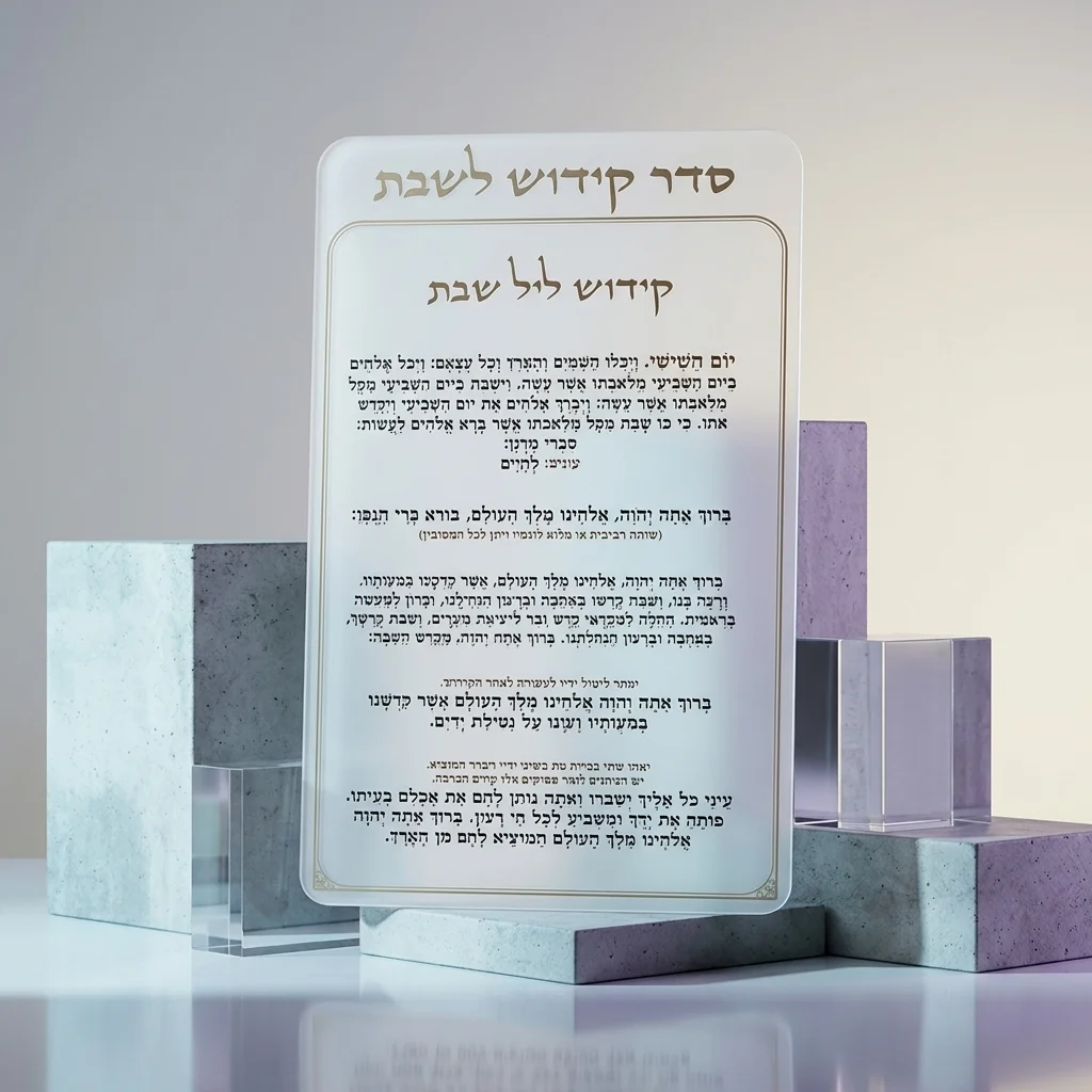 קידוש לשבת מפרספקס נוסח עדות המזרח 22×15 ס״מ