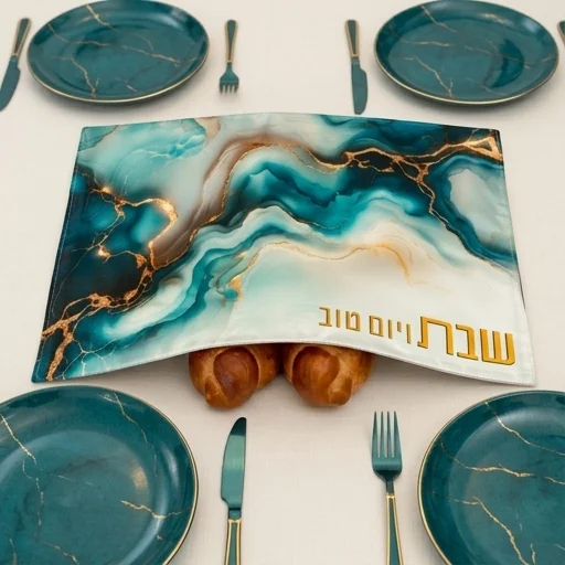 כיסוי חלה בד מהודר עם הדפסה צבעונית 42×52 ס״מ